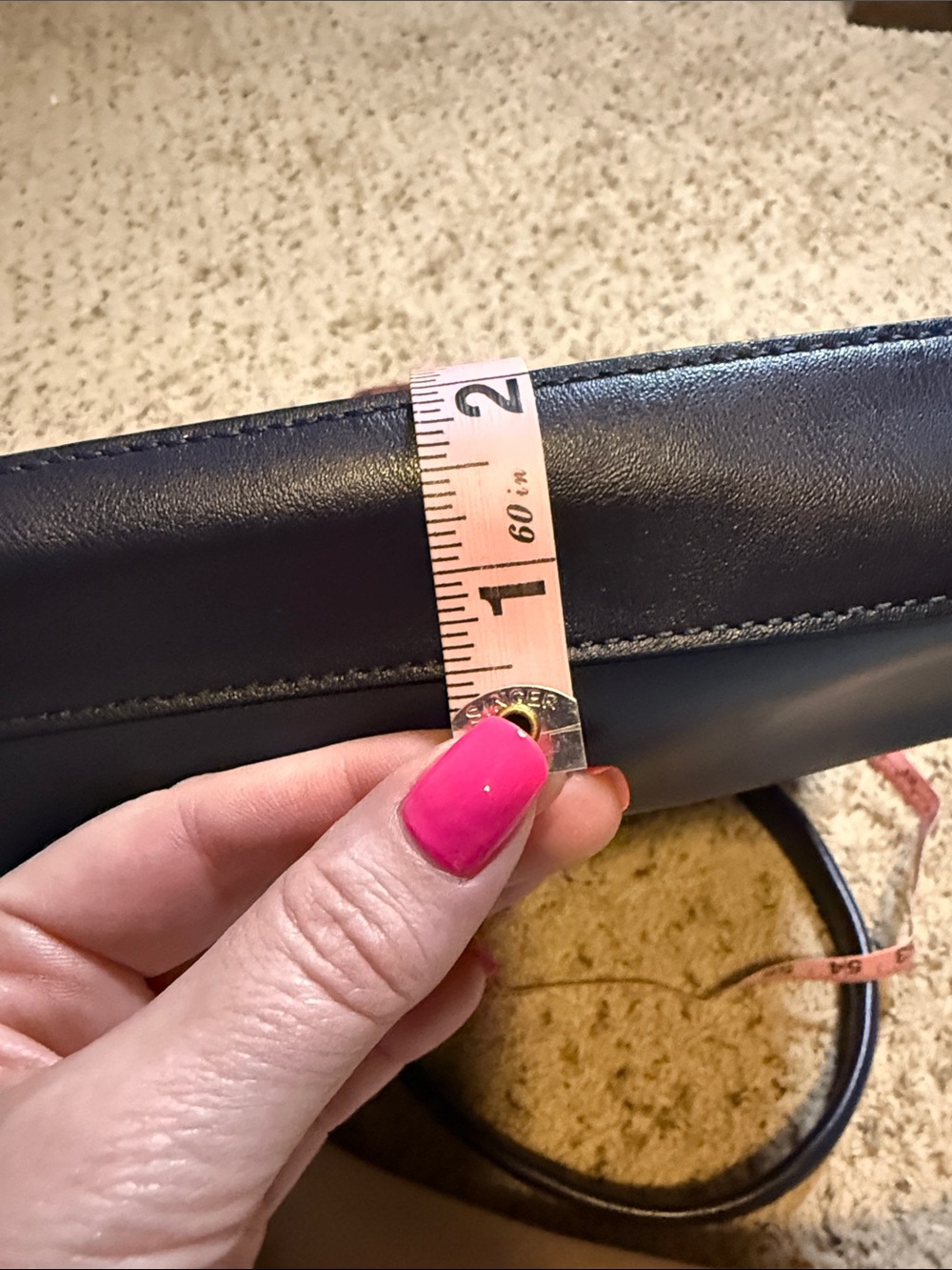 BCBGMaxAzria Navy Leather Structured Tote - Picture 7 of 11